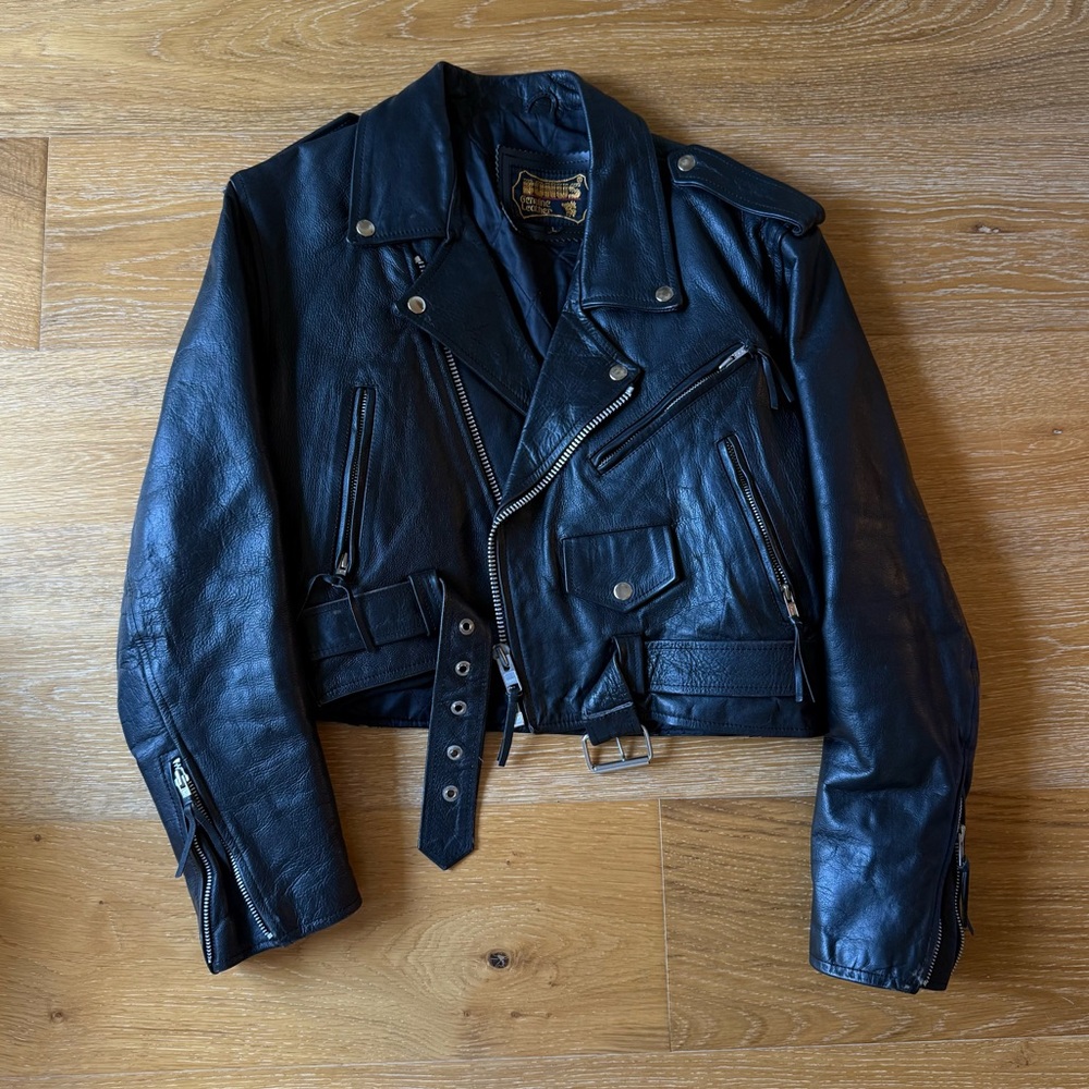 Vintage Black Leather Biker Jacket